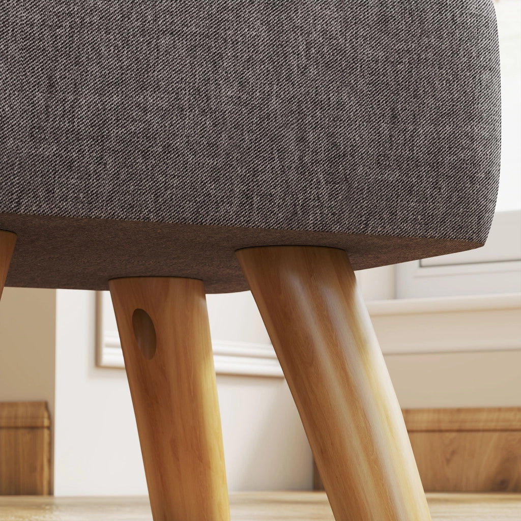 Pouf con rivestimento in lino e gambe in legno ¨C Minimal ¨C Grigio