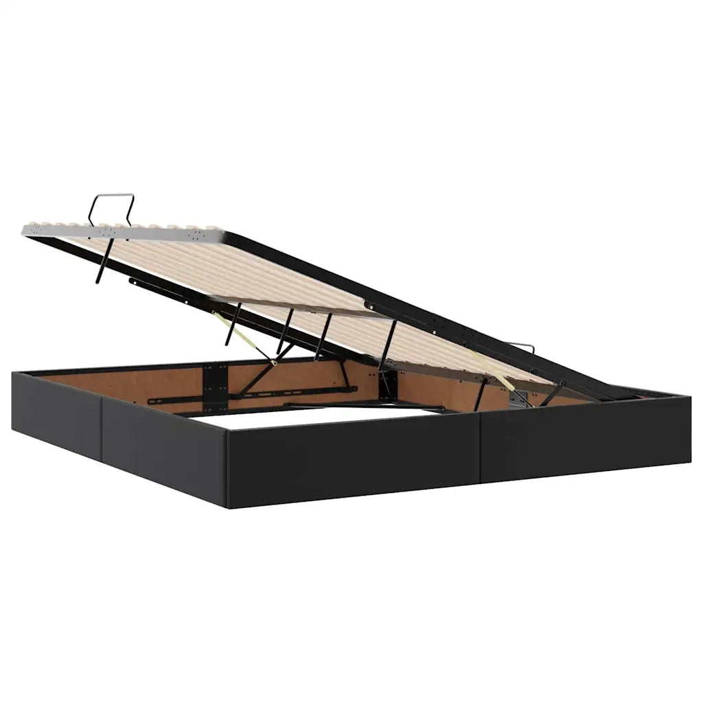Letto con contenitore e materasso 2 pcs Nero Pelle
