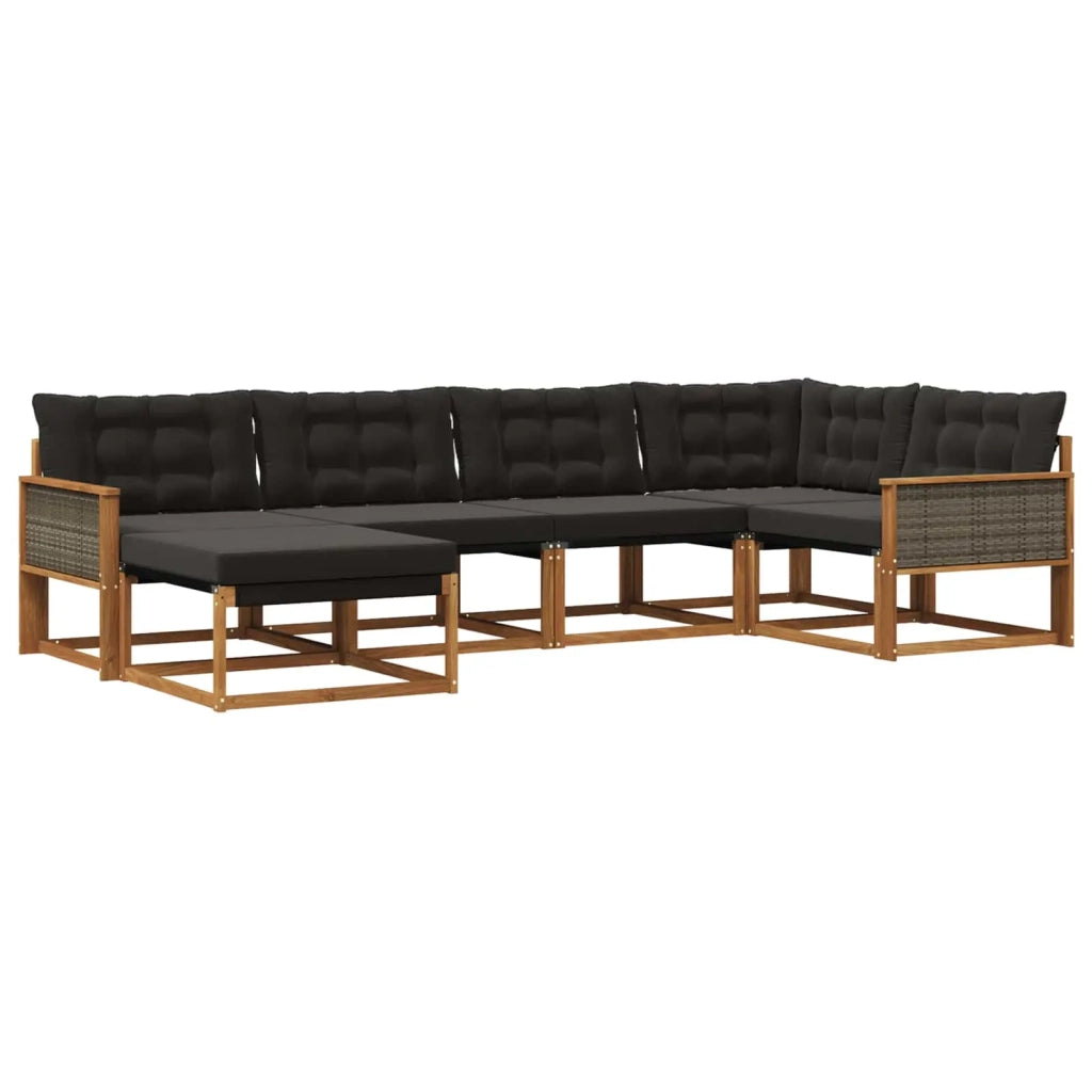 Set di divani da esterno 6 pz Naturale e Nero 3381532