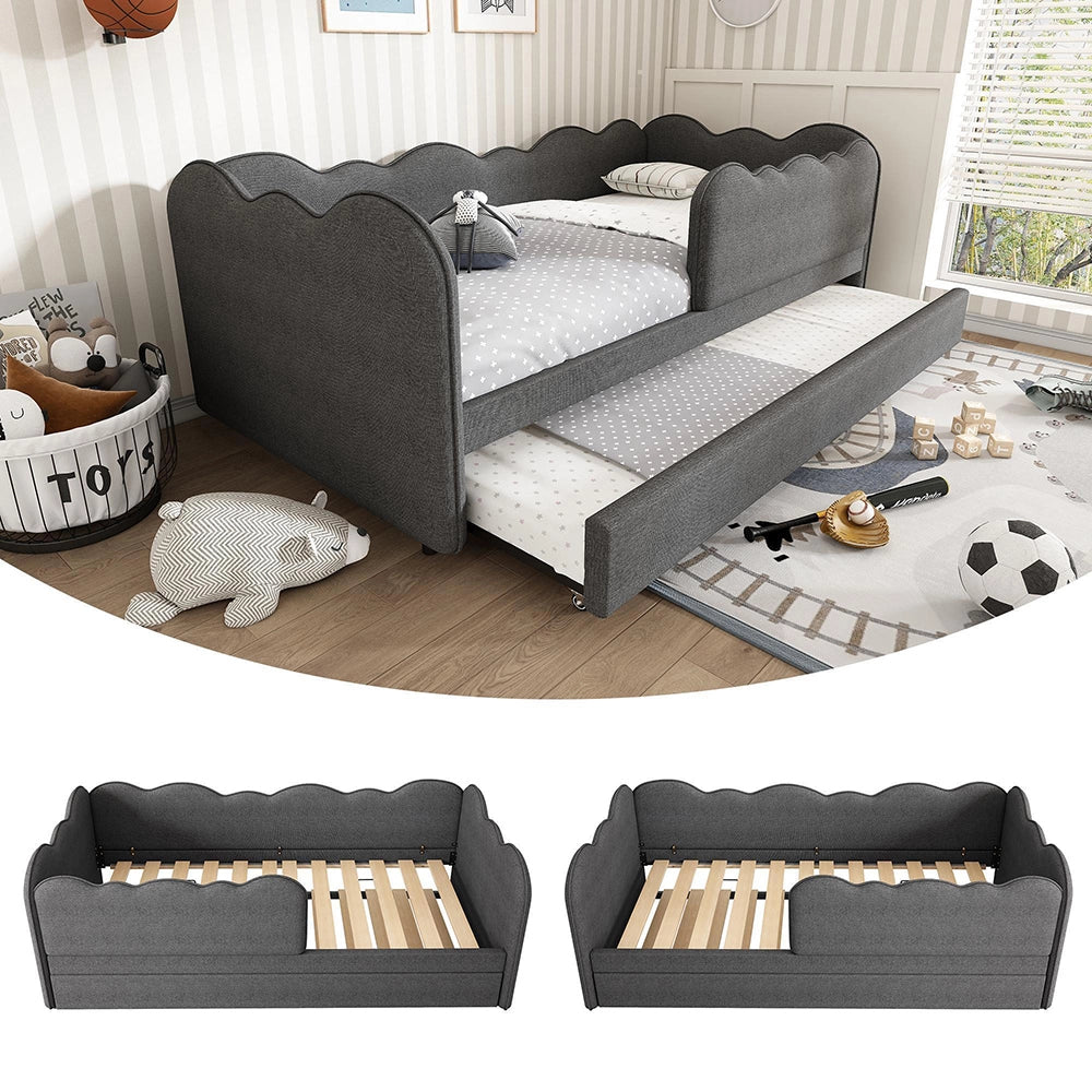 Divano letto 90x190cm?- Xylo - giorno gigogne lino grigio