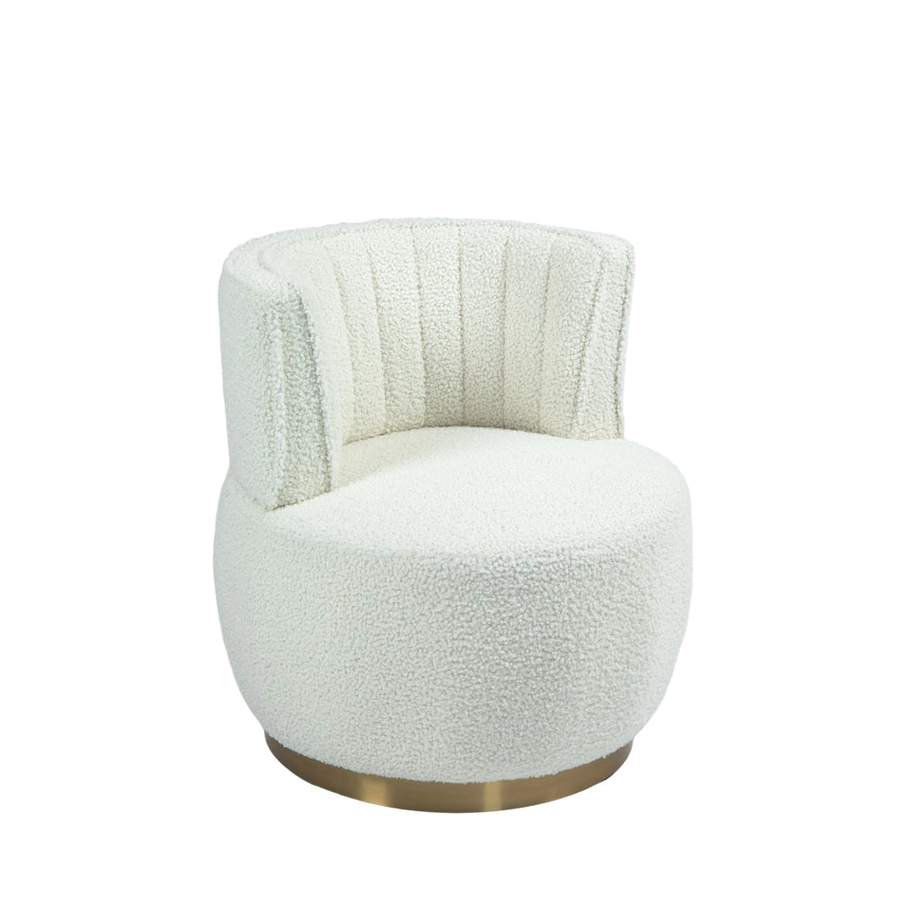 Poltrona Girevole 360¡ã in Velluto ¨C MINIMAL ¨C Bianco, Design Moderno per Soggiorno e Camera