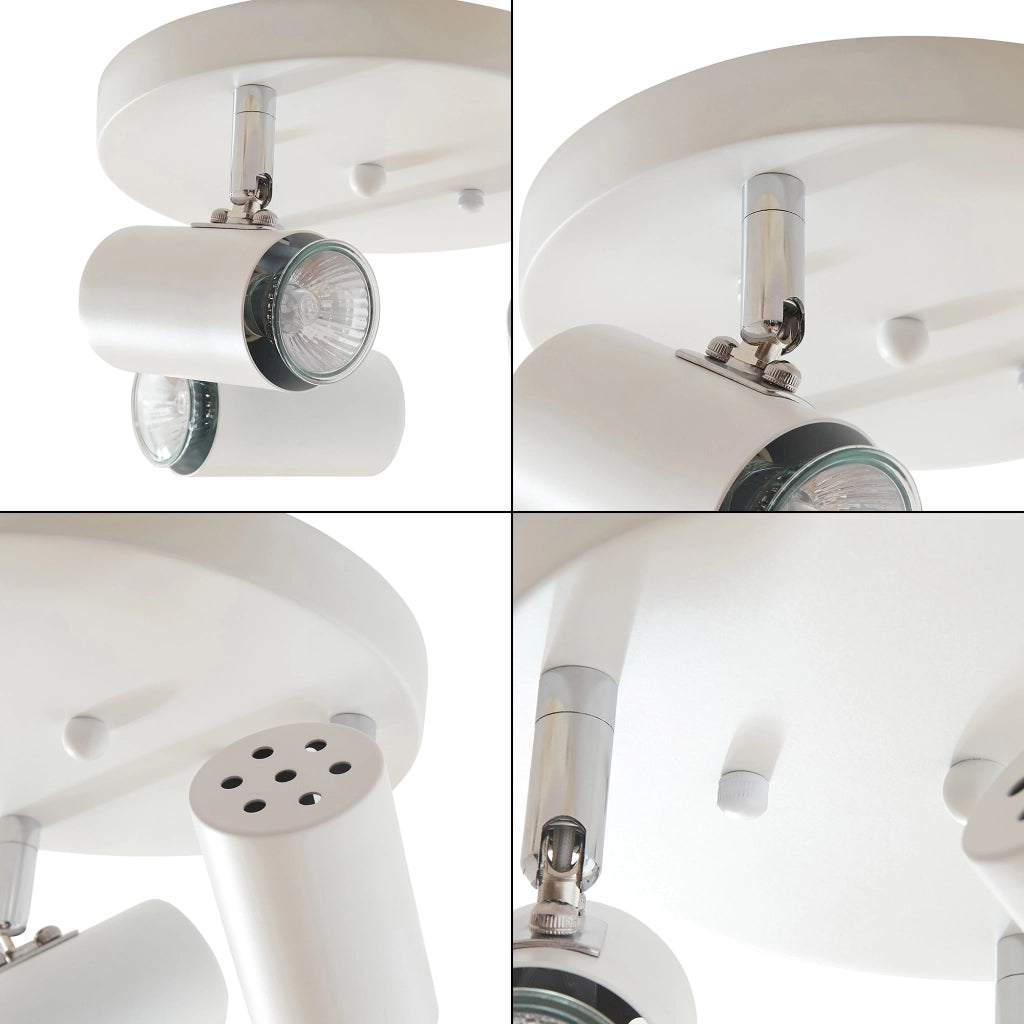 Lampada Faretti da Soffitto Bathgate Plafoniera con 3 Spot Orientabili in Metallo Bianco lux.pro