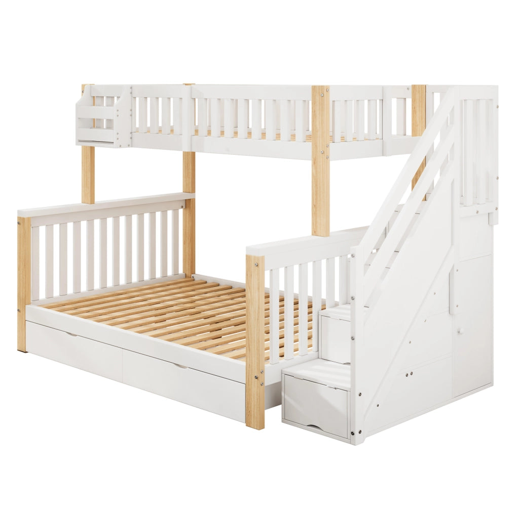 Letto a castello per bambini 140x200 cm bianco con contenitori