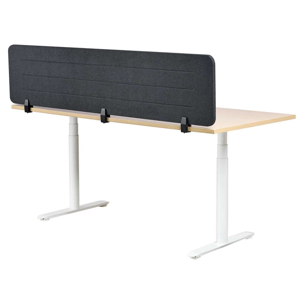 Pannello divisorio Grigio Scuro Copertura in tessuto 180 x 40 cm Schermo acustico Morsetti di montaggio modulari Casa Ufficio