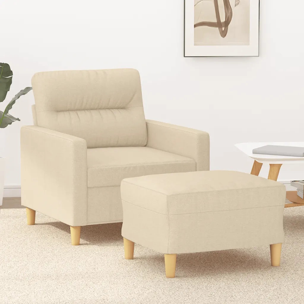 Poltrona | Sedia Relax con Poggiapiedi Crema 60 cm in Tessuto