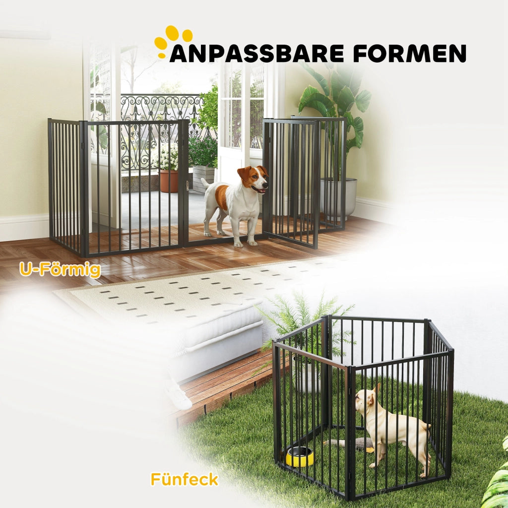 Recinto per Cani con 5 Pannelli e Porta ¨C Minimal ¨C Nero
