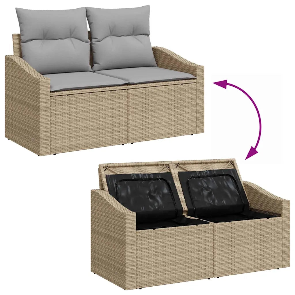 Set Divano da Giardino 9 pcs Beige Poly Rattan 3358548
