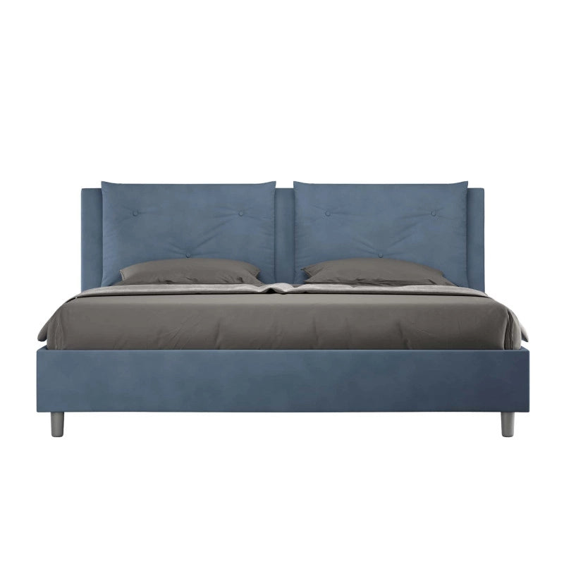 Letto imbottito Matrimoniale 170x210 cm Appia - Contenitore,Microfibra,Blu