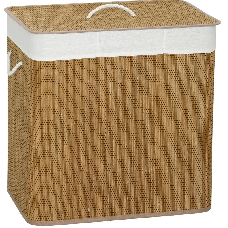 Cesto portabiancheria 60x40x60 cm marrone in bambù con coperchio