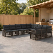 Set Divano da Giardino 11 pz Grigio polyrattan 3434969