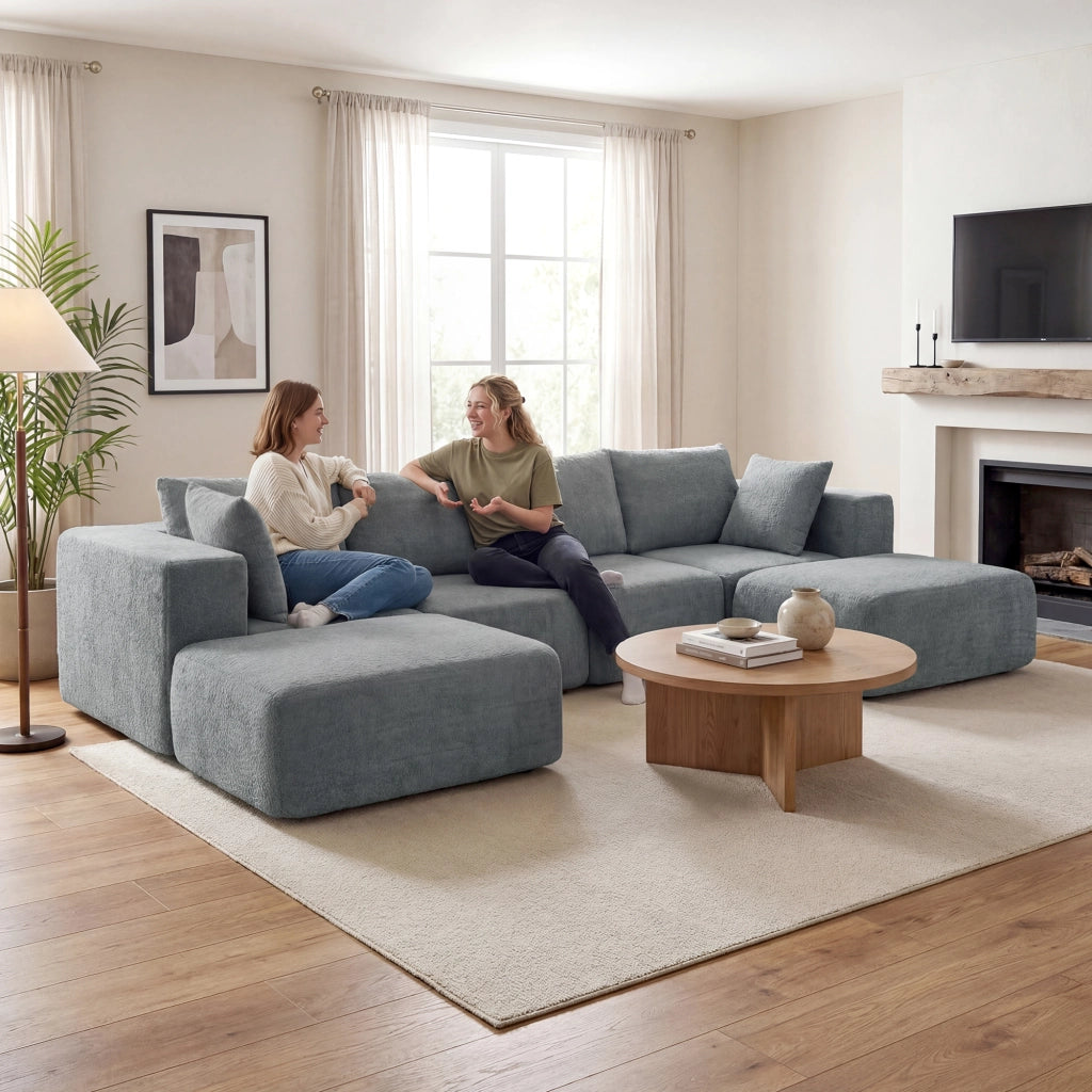 Divano Angolare Modulabile 3 Posti ¨C Xylo ¨C Tessuto Effetto Velluto Grigio Scuro 294x165x70 cm