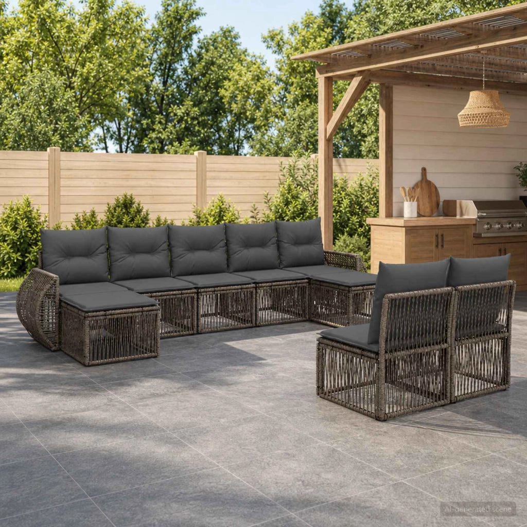 Set Divano da Giardino 9 pz Grigio e Grigio Scuro polyrattan 3435533