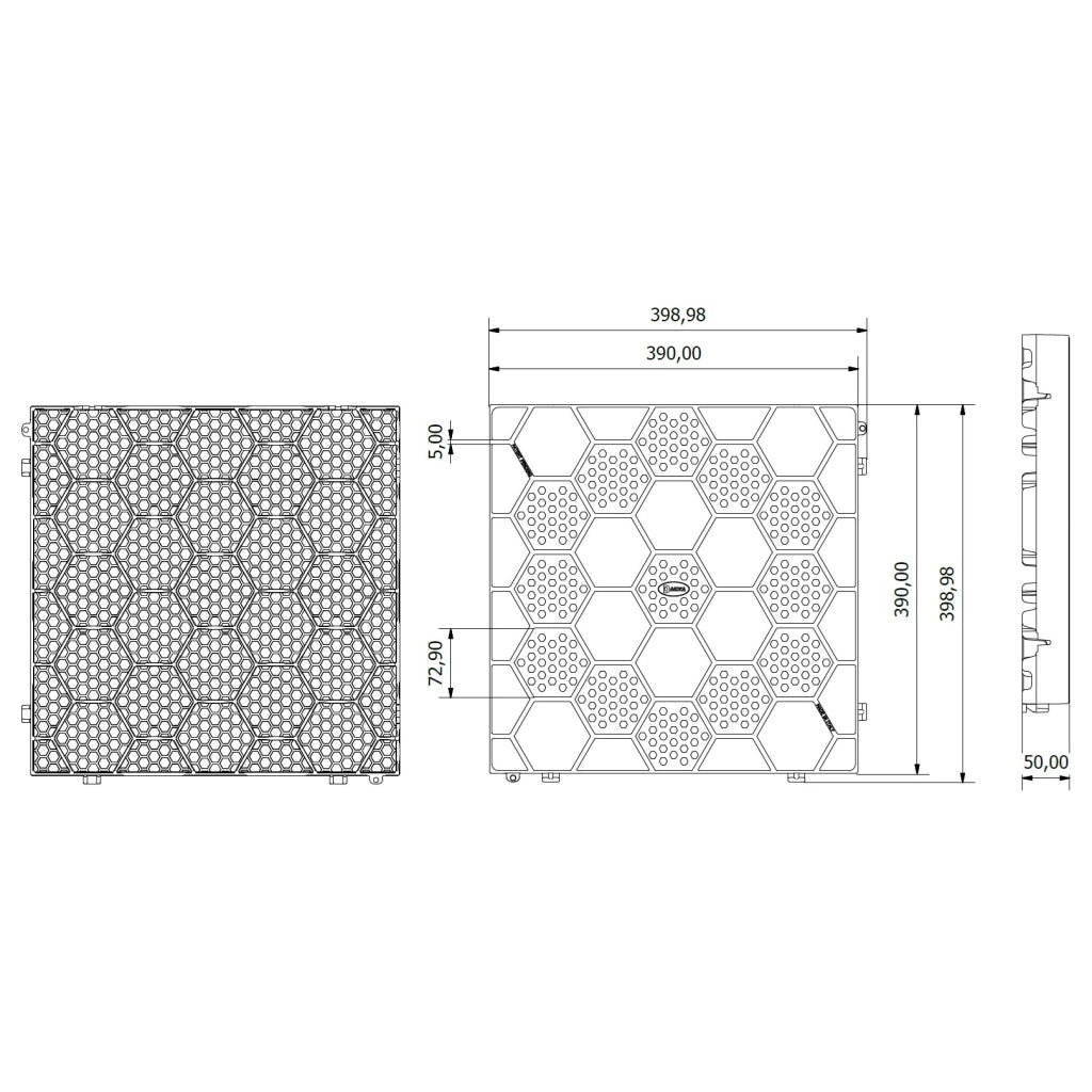 PIASTRELLA 40X40XH5CM ROSSA SEMIFORATA