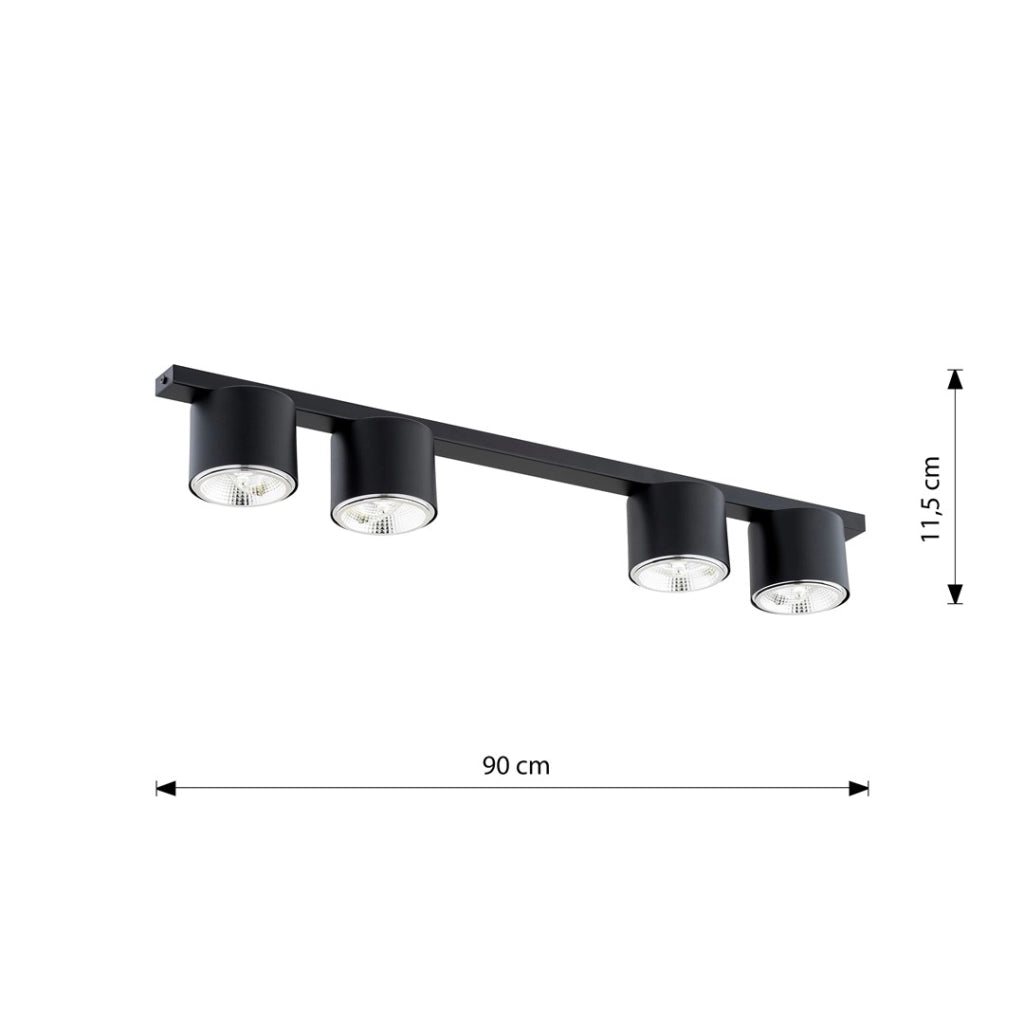 Barra faretti NANO nera minimalista 70cm 3xES111 15W Emibig