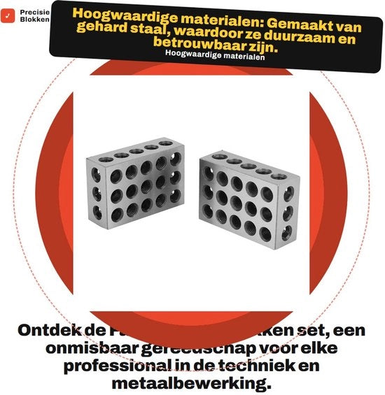 Blocchetto di precisione - 2 pezzi - Realizzato in acciaio trattato - Dimensioni 25 * 50 * 75mm - Resistente ai shock - Precisione fino a 0,0001" - Adatto per strumenti di precisione - Blocchetto per macchina