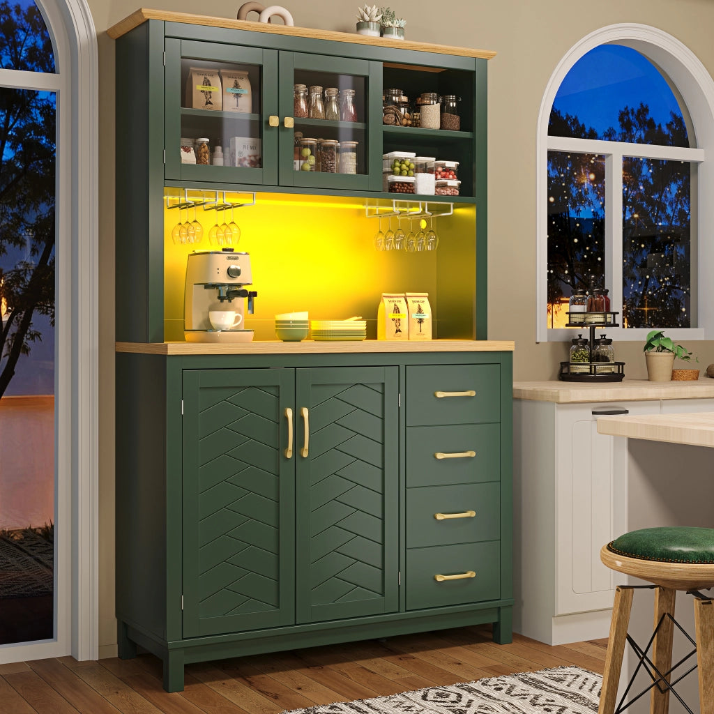 BUFFET 105,5x40x180 cm Verde in MDF con LED