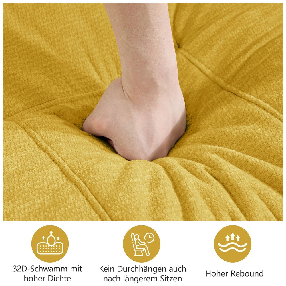 Divano 3 posti ¨C Minimal ¨C Giallo, tessuto chenille imbottito con cuscini