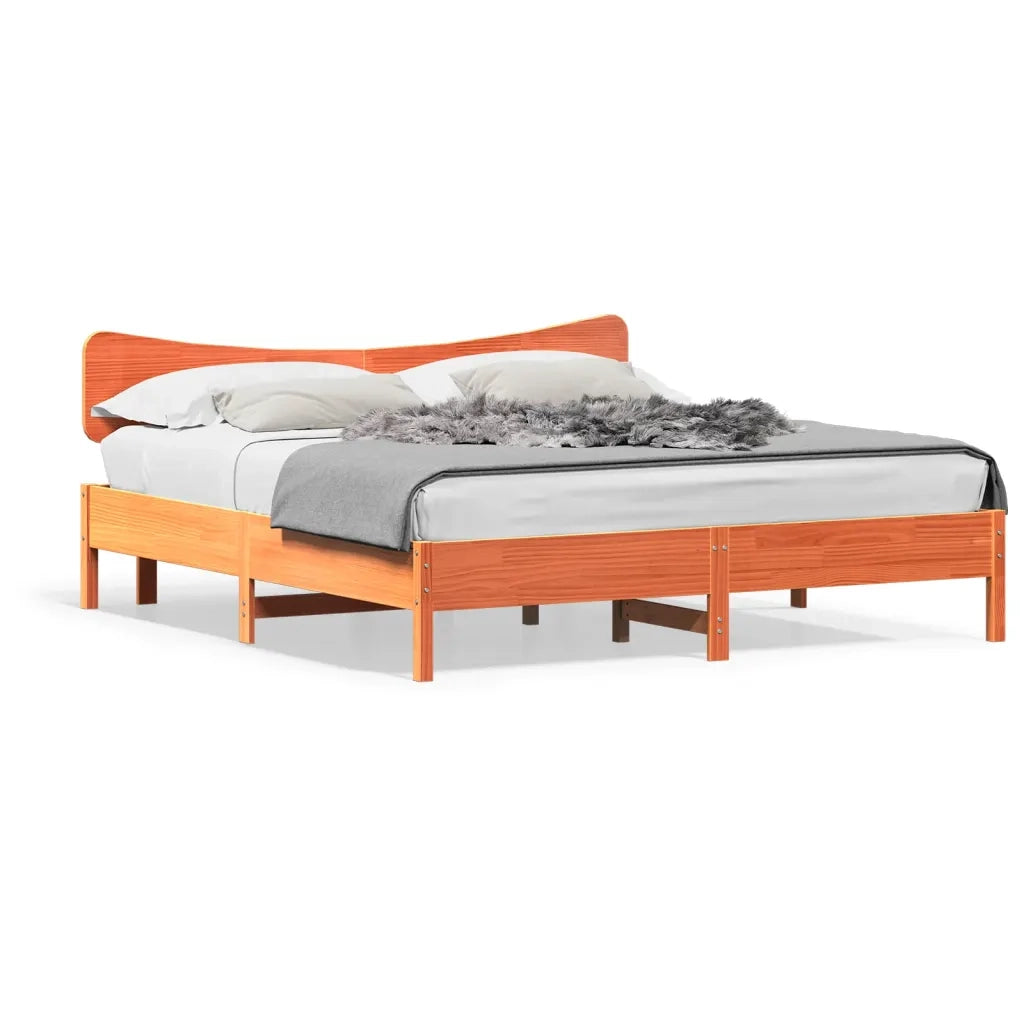Letto matrimoniale | Letto per adulti | Giroletto senza Materasso Marrone Cera 160x200 cm Legno di Pino