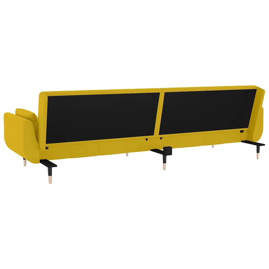 Divano Letto a 2 Posti con 2 Cuscini Giallo in Velluto 337589