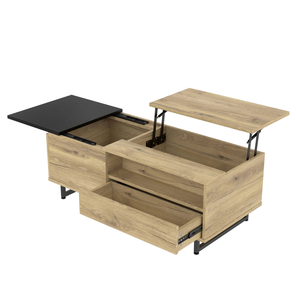 Tavolino basso 103;5x50 cm naturale in legno ingegnerizzato; piano sollevabile