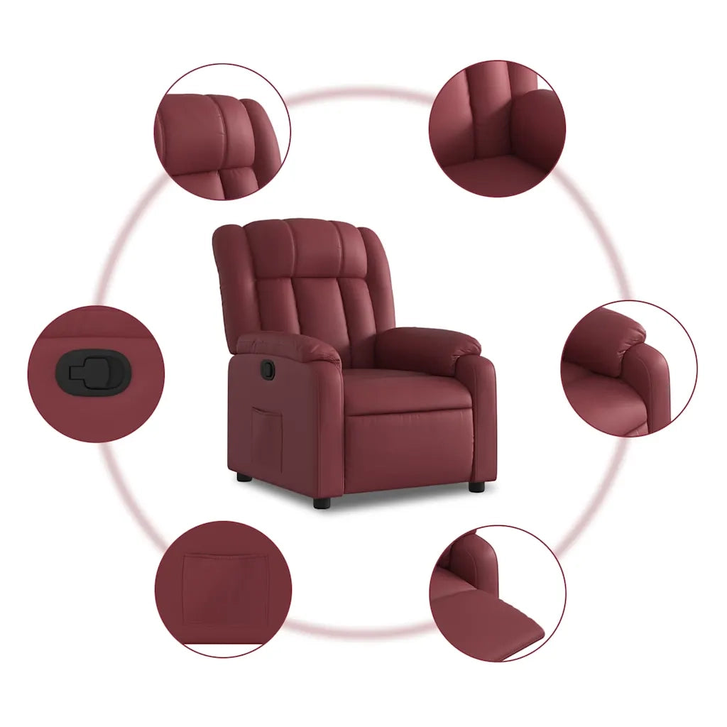 Poltrona Reclinabile Rosso Vino in Similpelle 373564