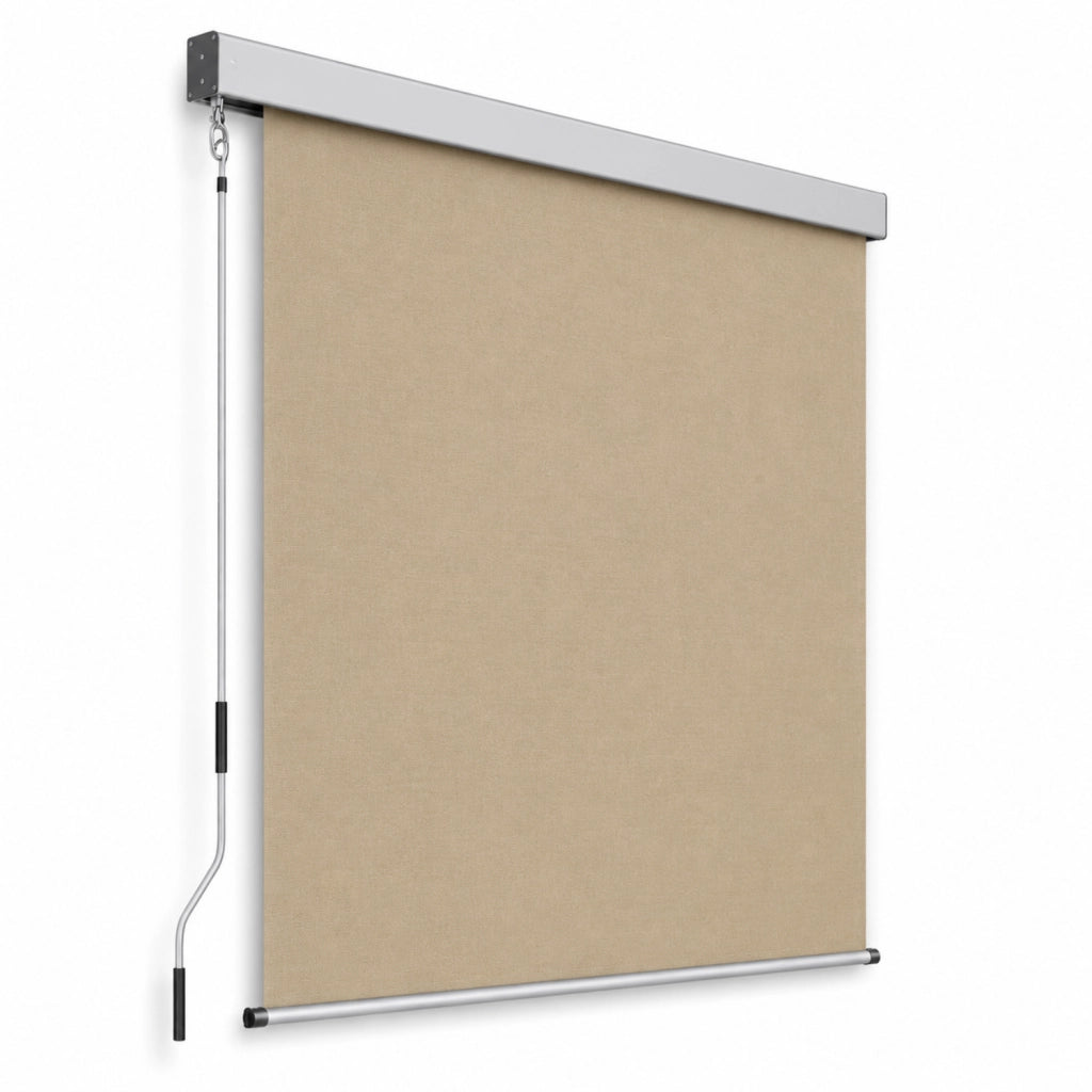 Tenda Verticale Da Sole Frangivista Protezione UV Idrorepellente E Privacy Cassonetto In Alluminio E Manovella Rimovibile Per Balcone Terrazza Veranda 180 X 250 Cm Beige