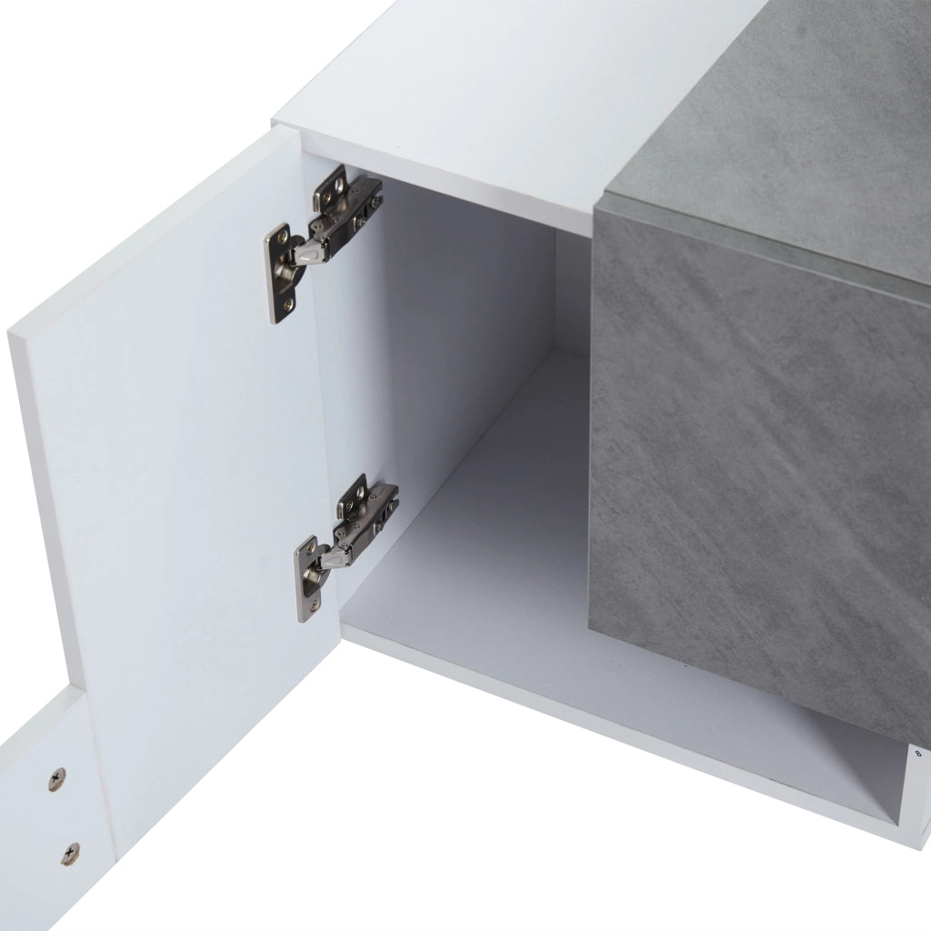 Mobile TV bianco e grigio 180 cm con illuminazione LED
