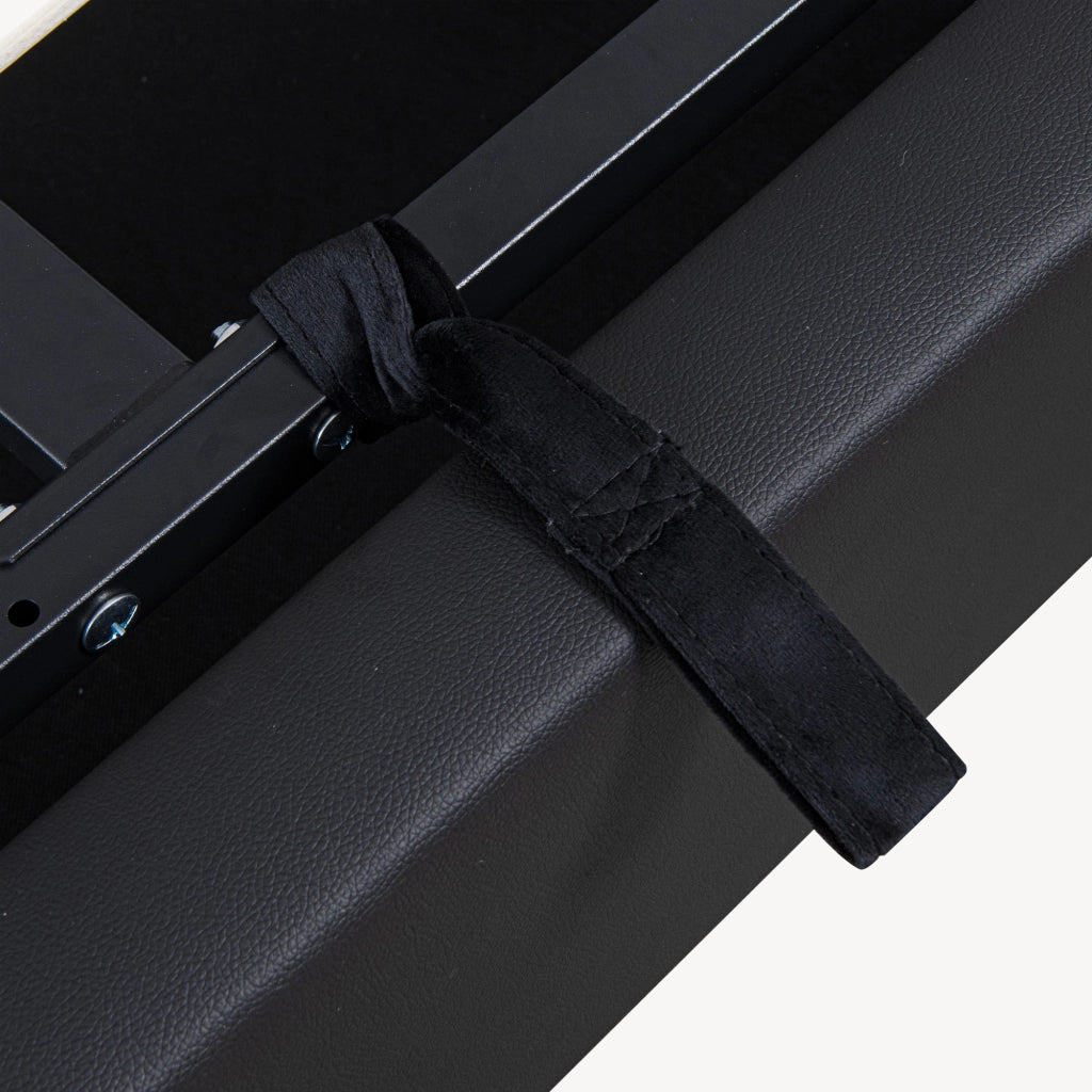 Letto Francese Contenitore Tröstiar a Luce LED con Materasso 140x200 cm - Similpelle Nero [en.casa]