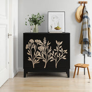 Buffet vintage 80 cm - Zephmum - con intagli, 2 ante e ripiani regolabili