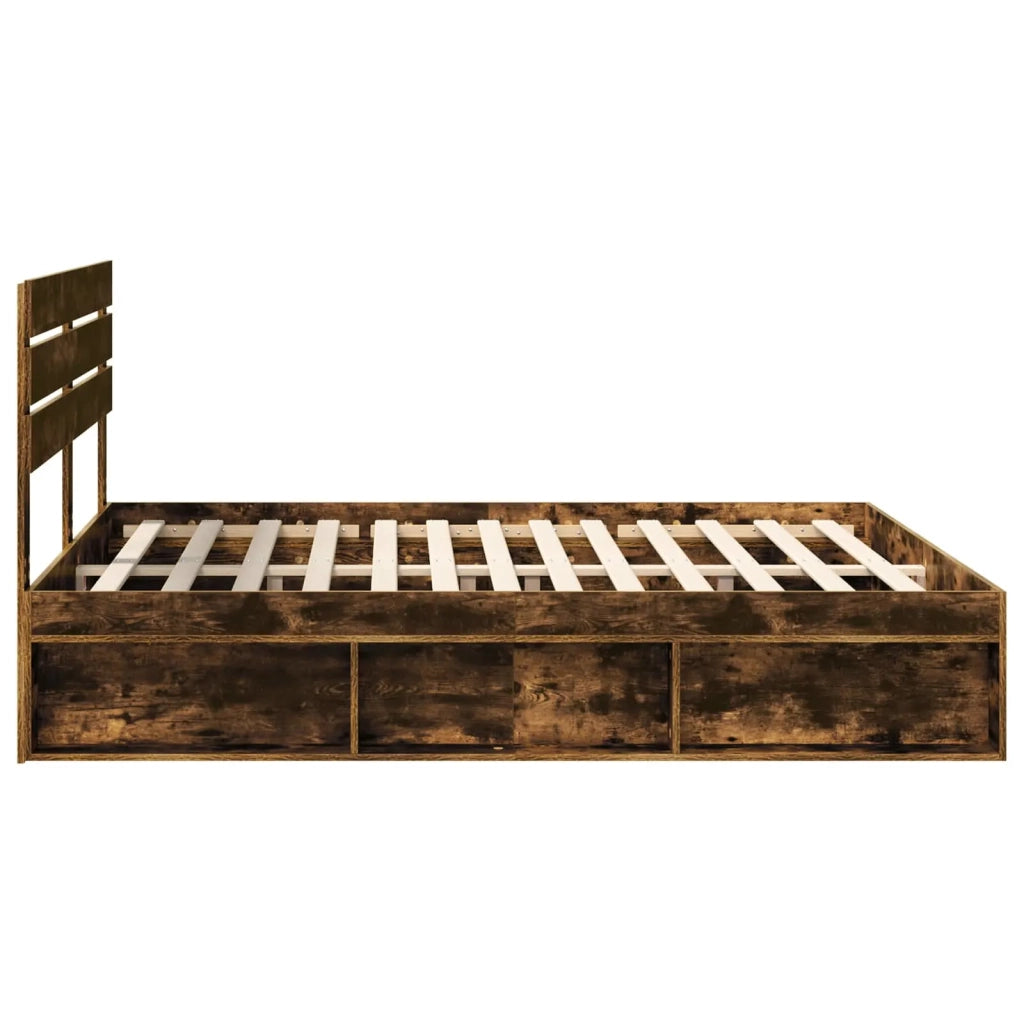Letto matrimoniale | Letto per adulti | Struttura del letto Rovere fum¨¦ 200 x 200 cm Pino massello
