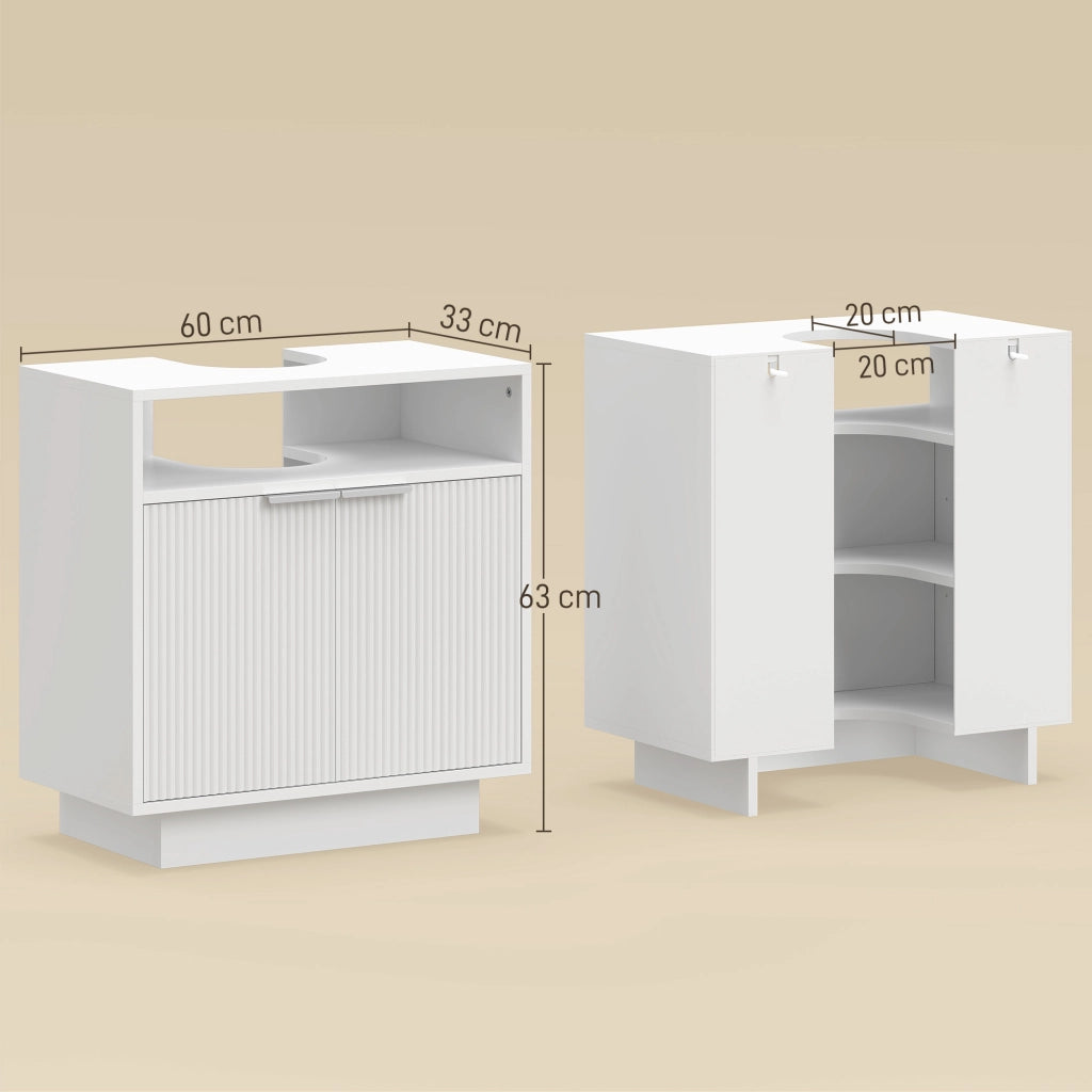 Mobiletto Sottolavabo con 2 Ante e Ripiano Aperto ¨C Minimal ¨C 60x33x63 cm Bianco