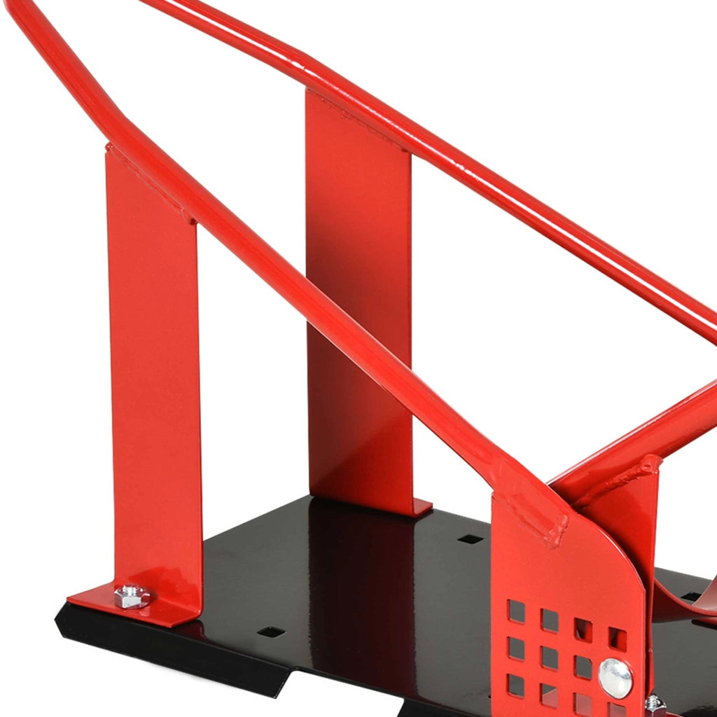 Cavalletto blocca ruota moto universale 8-15,5 cm supporto per rimorchio furgone officina robusto con fori preforati