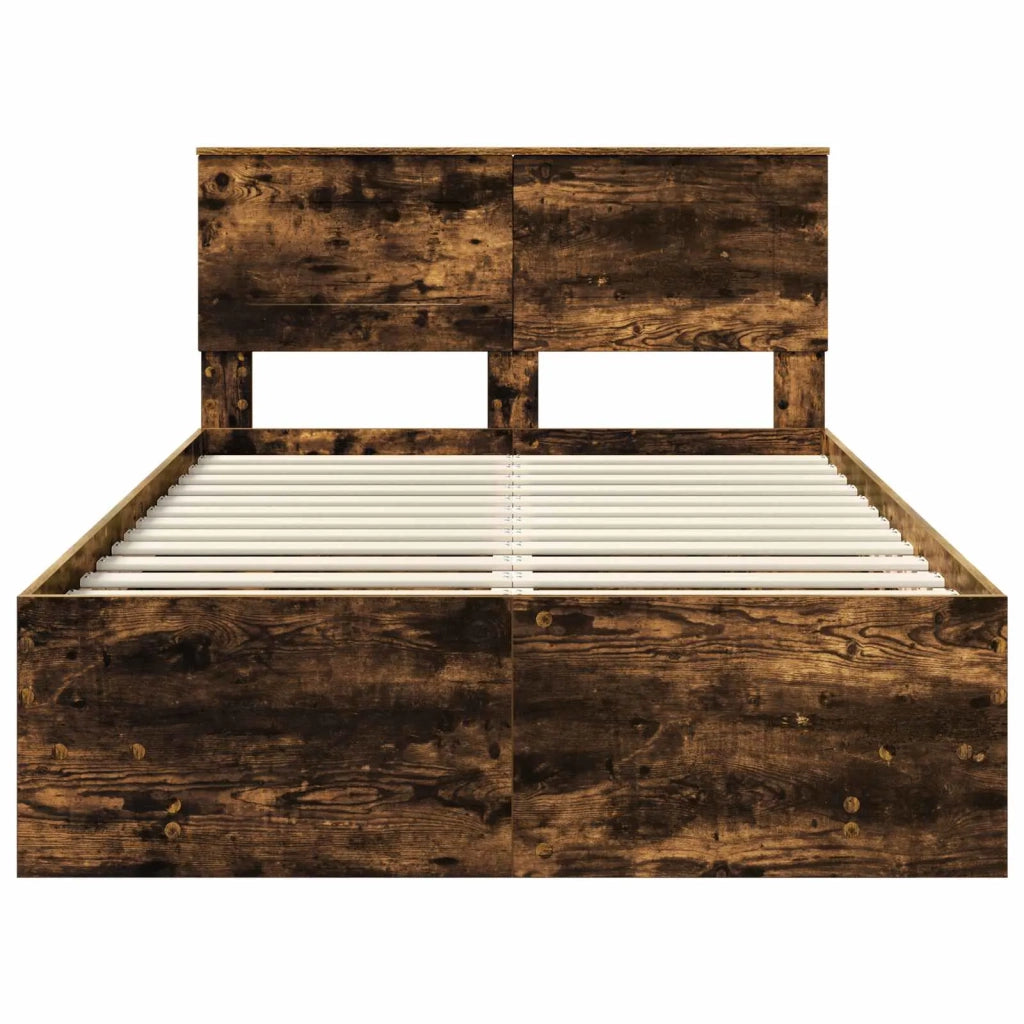 Letto matrimoniale | Letto per adulti | Struttura del letto Rovere fum¨¦ 120 x 123 cm Legno multistrato