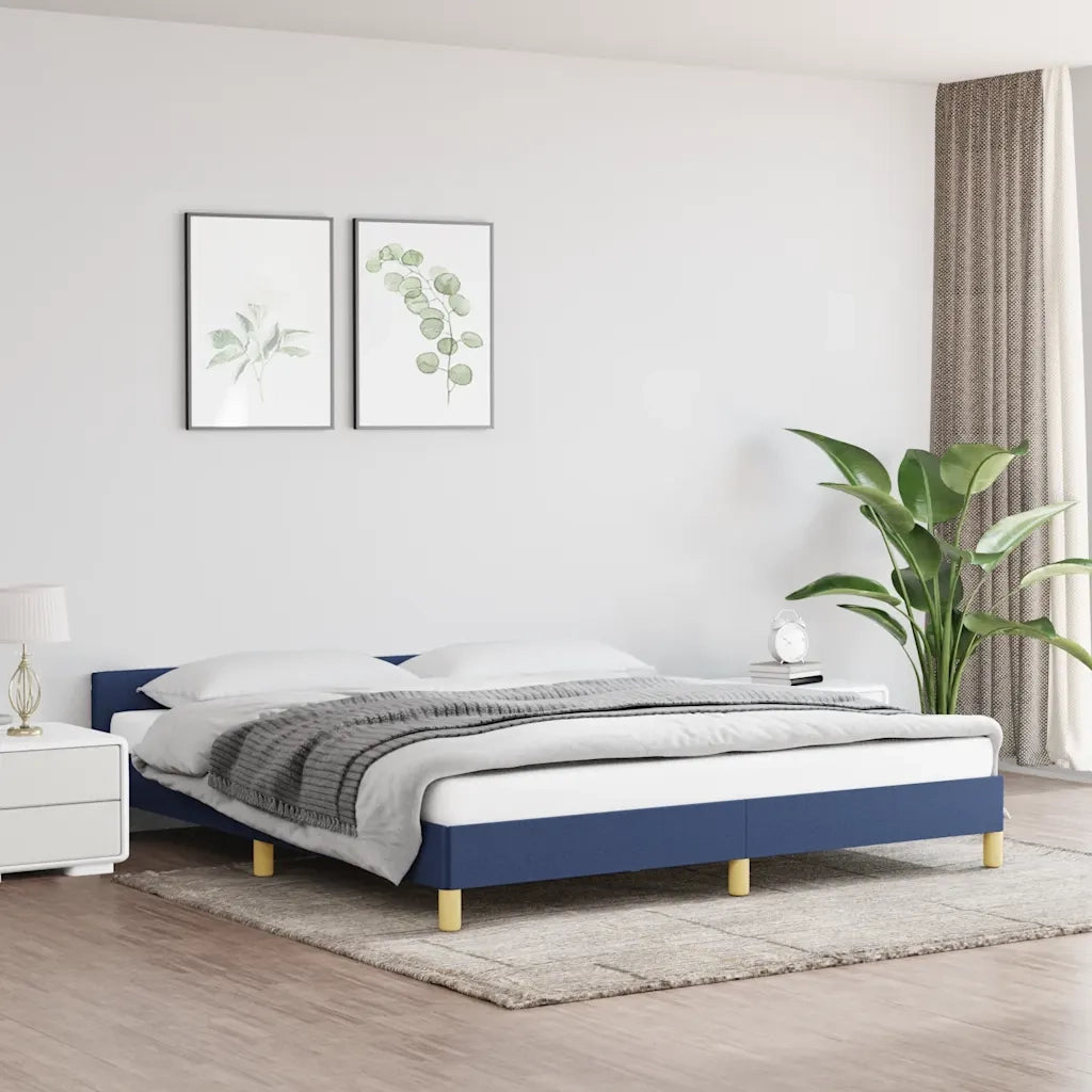Giroletto con Testiera senza Materasso-Struttura Letto Blu 180x200 cm Tessuto
