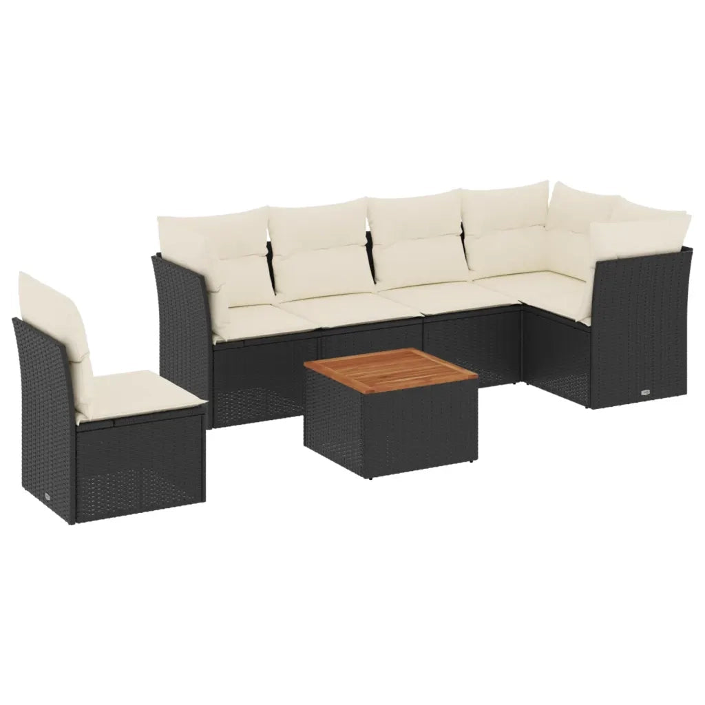 Set Divani da Giardino con Cuscini 7pz Nero Polyrattan 3223662