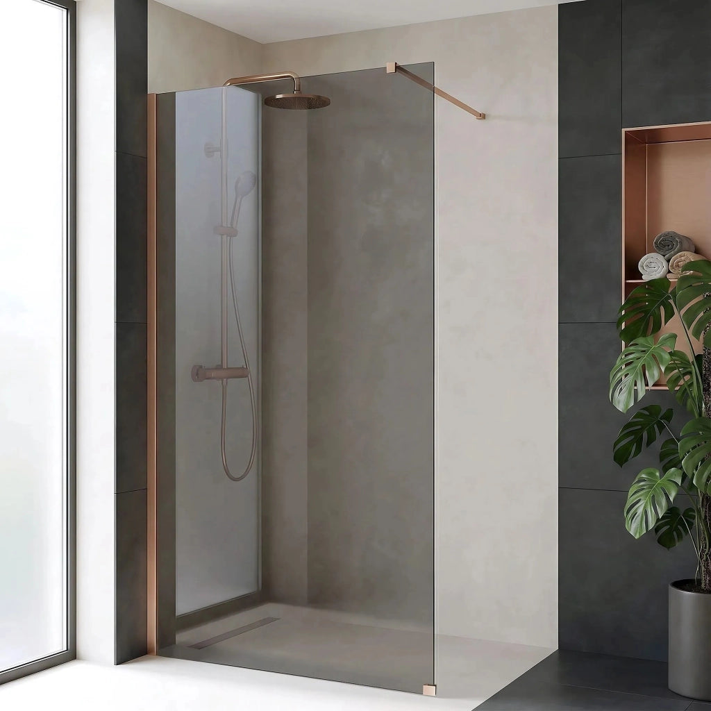Parete Doccia Rea Flexi Grey / Brush Copper 140