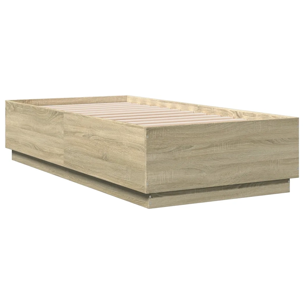 Giroletto Luci LED-Struttura Letto con LED Rovere Sonoma 75x190 cm in Legno Multistrato 537542