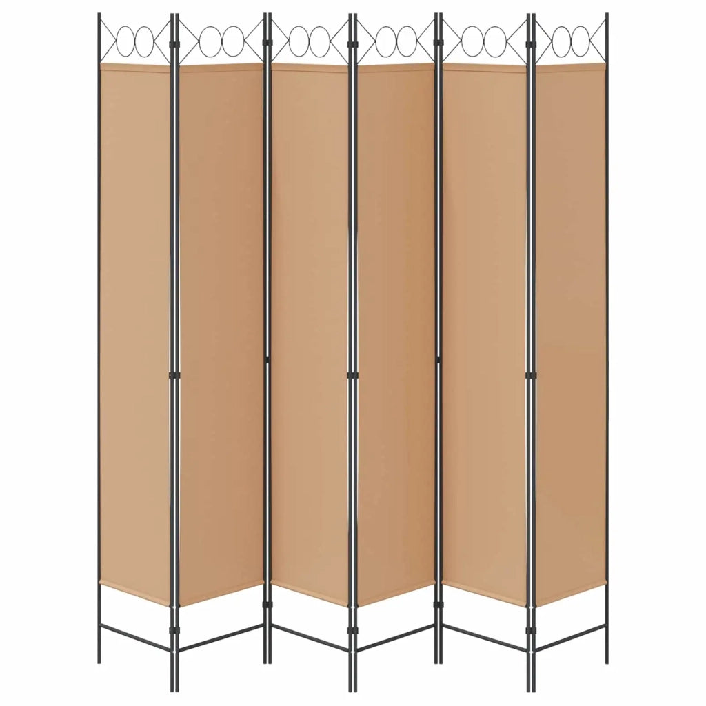 Divisore per Stanza | Paravento | Divisorio Ambienti a 6 Pannelli Beige 240 x 220 cm Tessuto