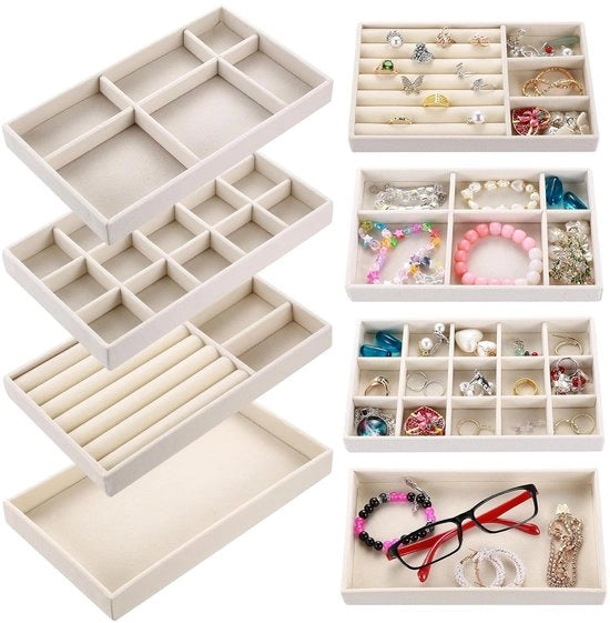 Organizzatori per gioielli - Set da 4 - Materiale Vlok e MDF