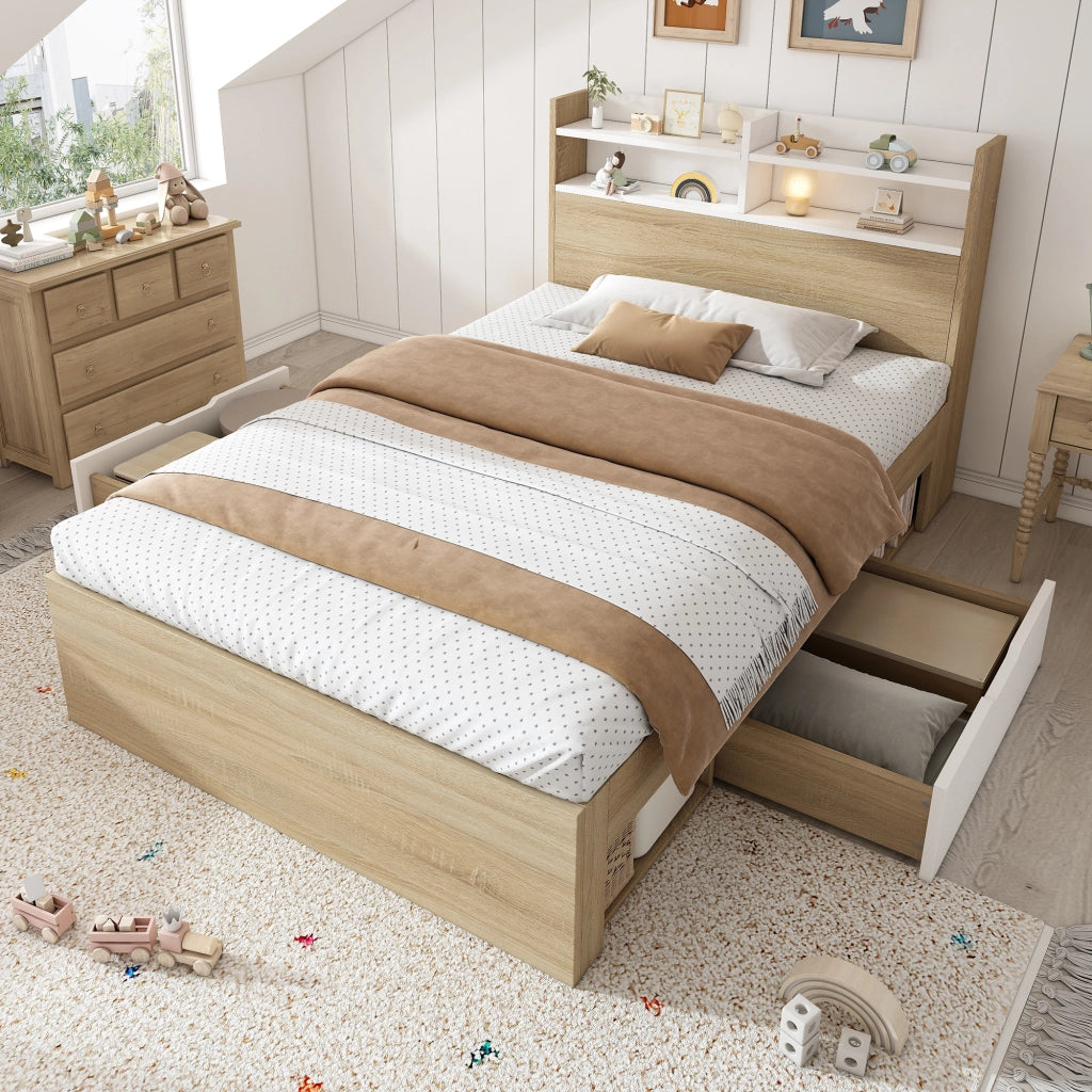 letto singolo legno bianco quercia 90x200 cm
