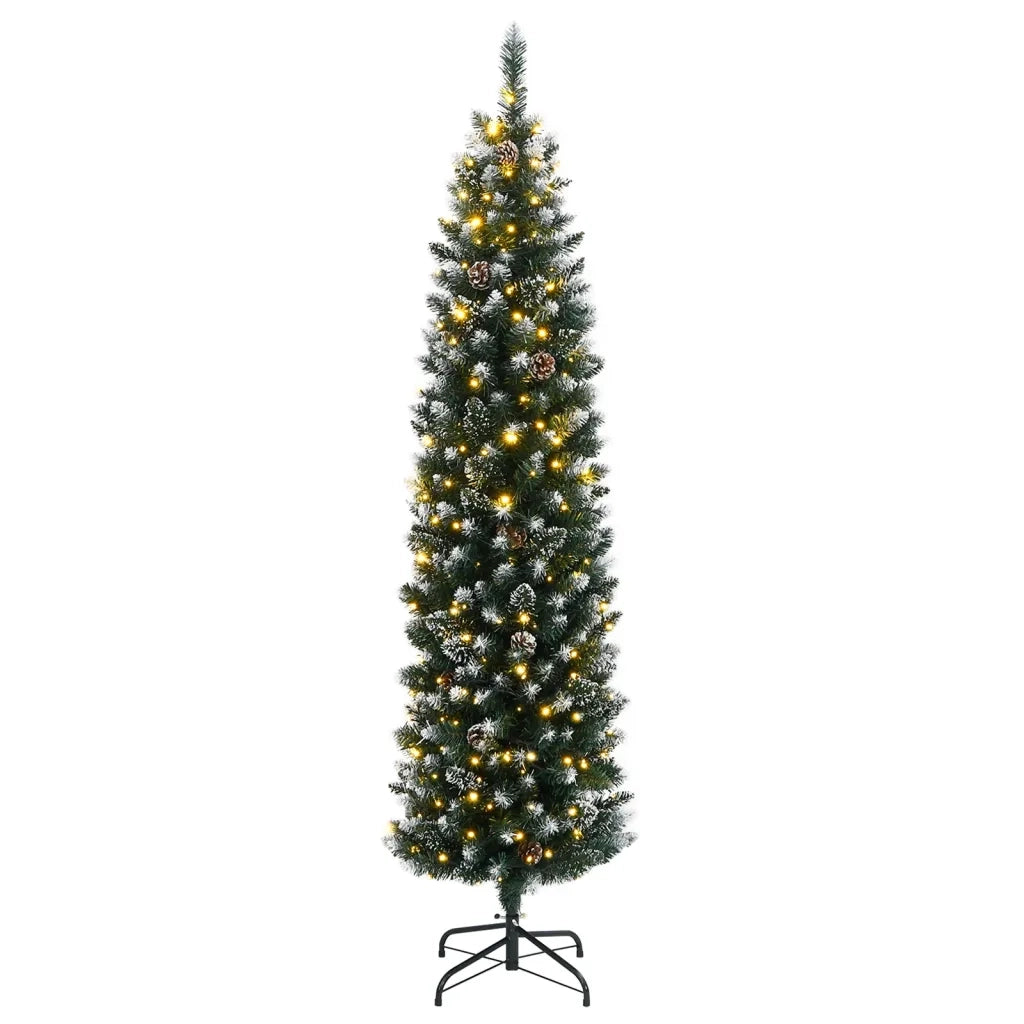 Albero di Natale Artificiale-Albero Natalizio Sottile con 150 LED 150 cm 662075
