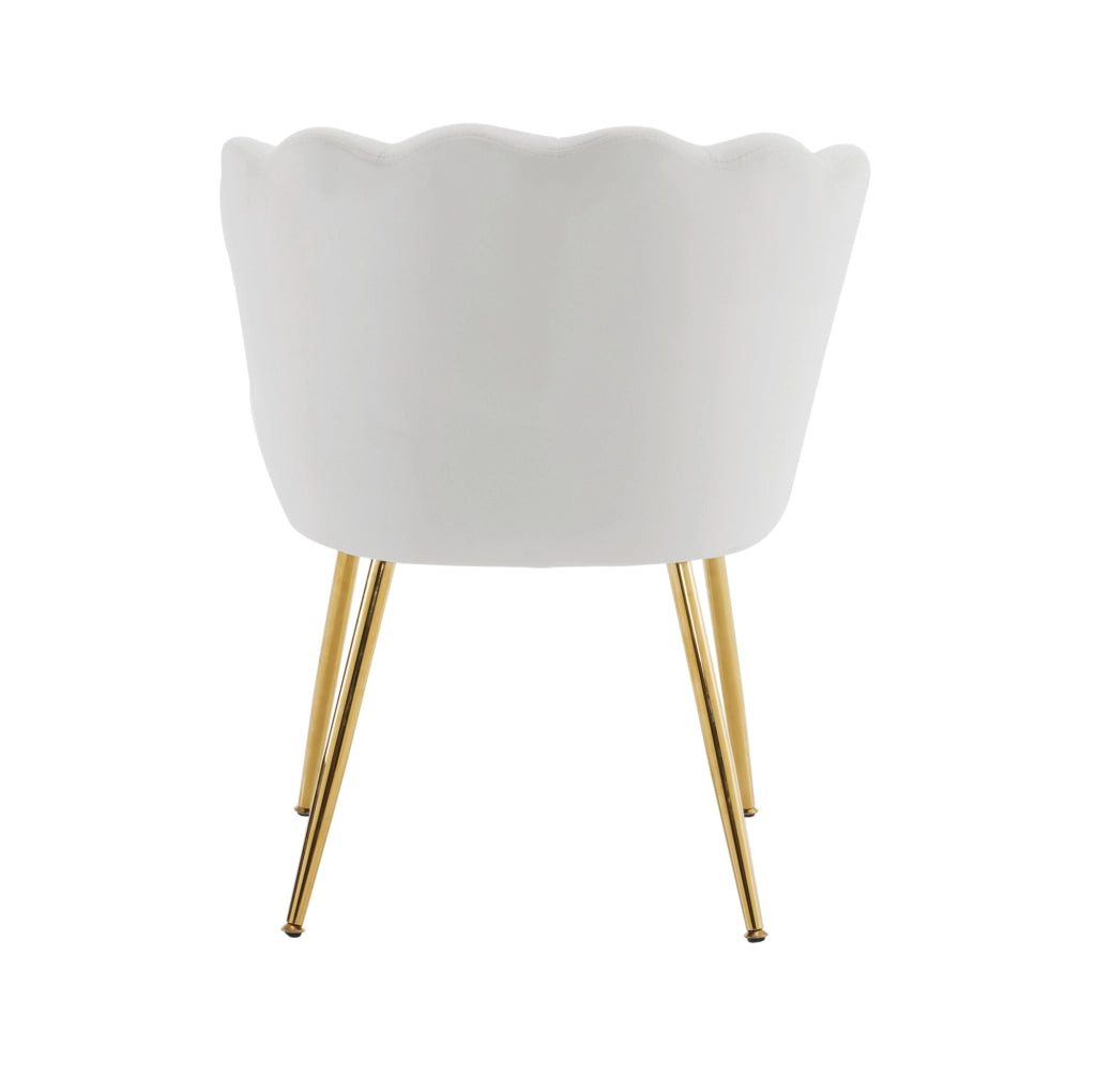 Set di 2 sedie a petalo con cuscini in velluto beige e gambe in metallo