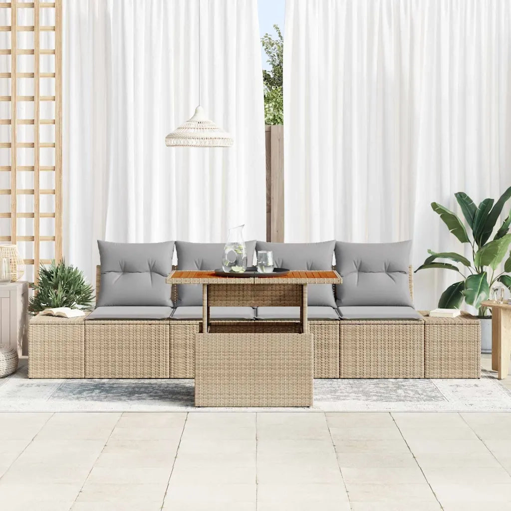 Set da Pranzo per Giardino con cuscino 5 pcs Beige e grigio