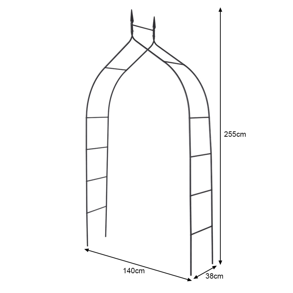 Arco metallico per varie piante rampicanti, Pergolato da interno ed esterno per matrimoni 140x38x225cm Nero-Decorazioni da giardino