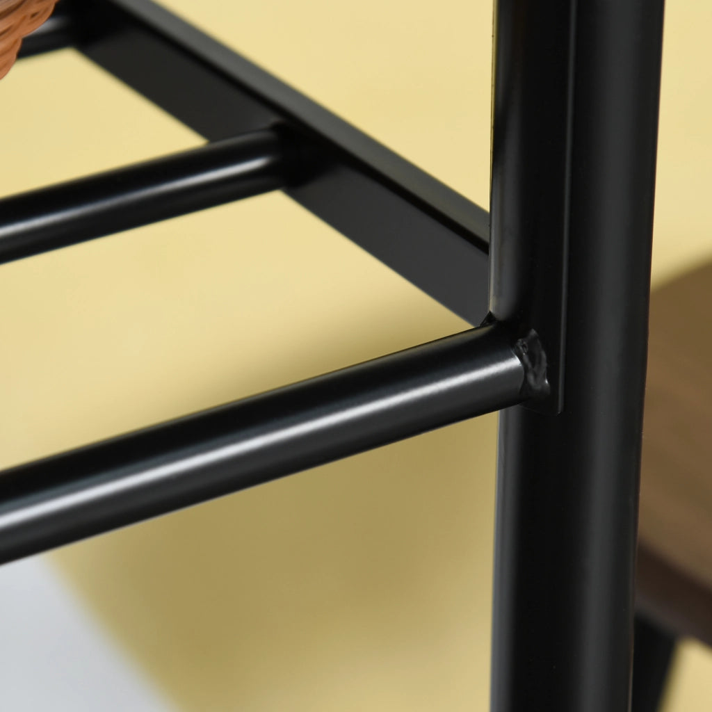 Tavolo da bar con 2 sgabelli e ripiano portaoggetti in MDF e metallo nero per cucina 80 × 50 × 90 cm casa
