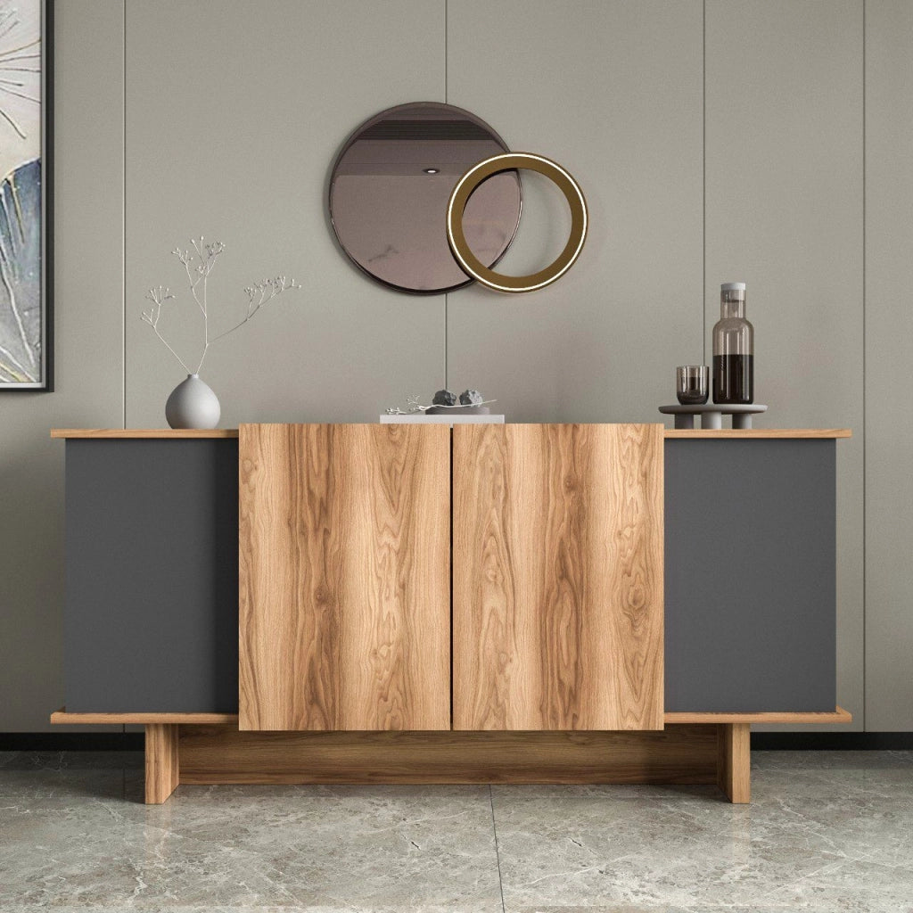 Credenza in legno "Diana" - 180 x 40 x 81 cm - Grigio antracite