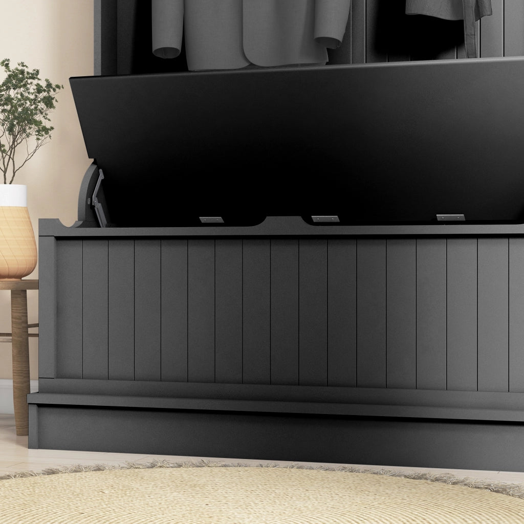 Appendiabiti con panca e 5 ganci ¨C zephmum ¨C 96x34x179,7 cm nero