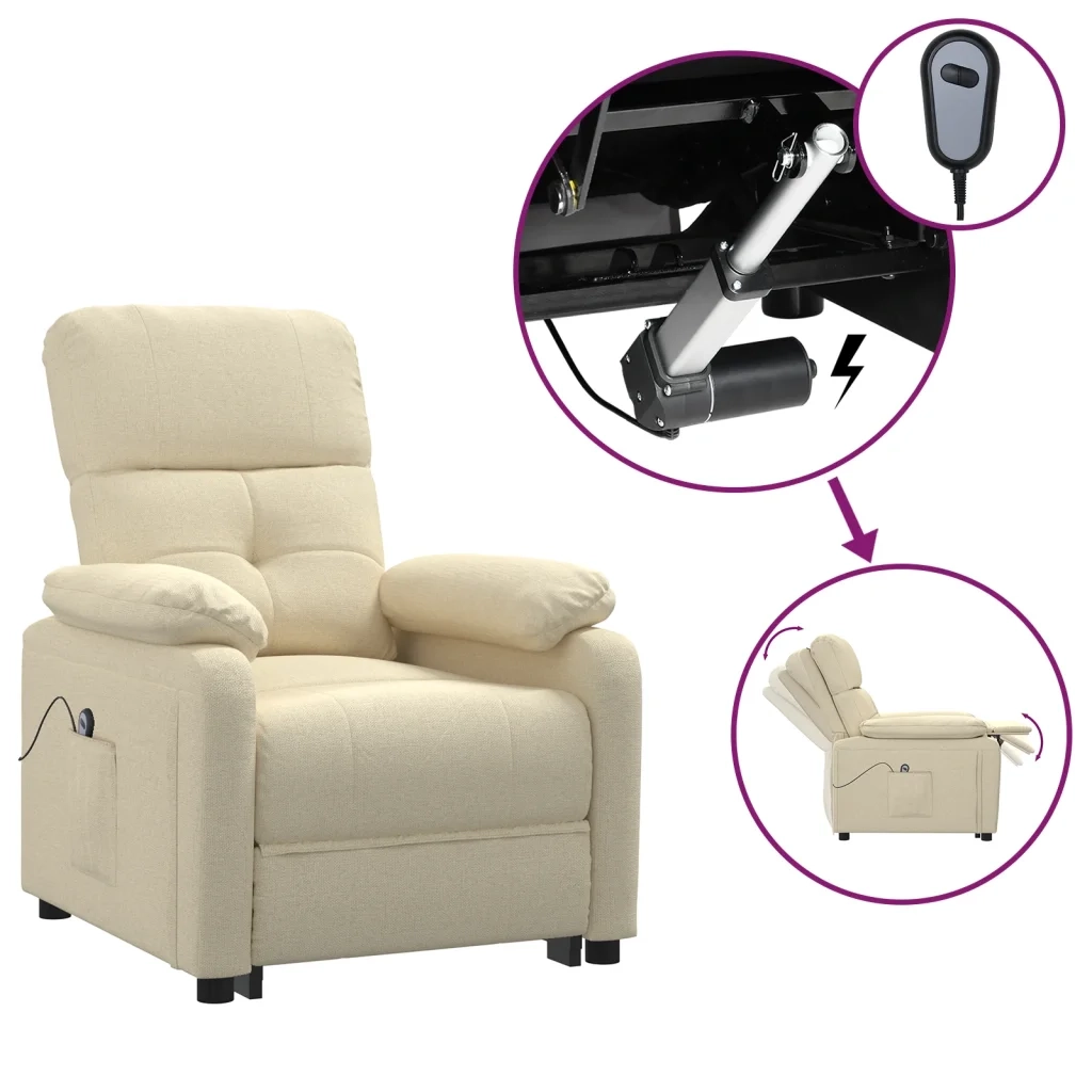 Poltrona Elettrica Reclinabile Crema in Tessuto 3073811
