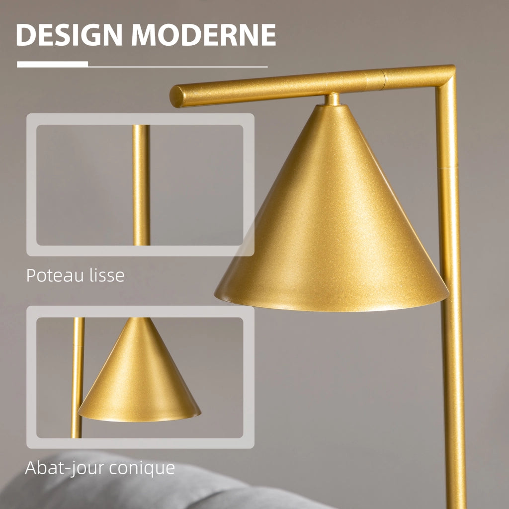 Lampada da terra orientabile con paralume conico e base in marmo ¨C Minimal ¨C dorato 35x26x153 cm