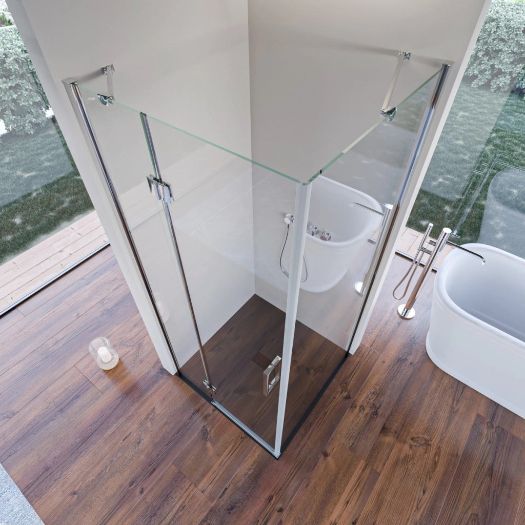 Box doccia due lati con porta battente 8mm h195 regina, misura 90x140